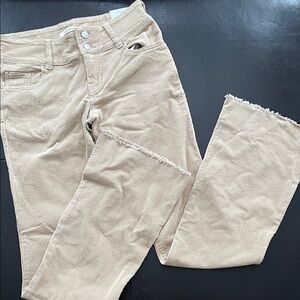 PacSun Light TanBeige Corduroy Low Rise Boot Pants, Raw Hem